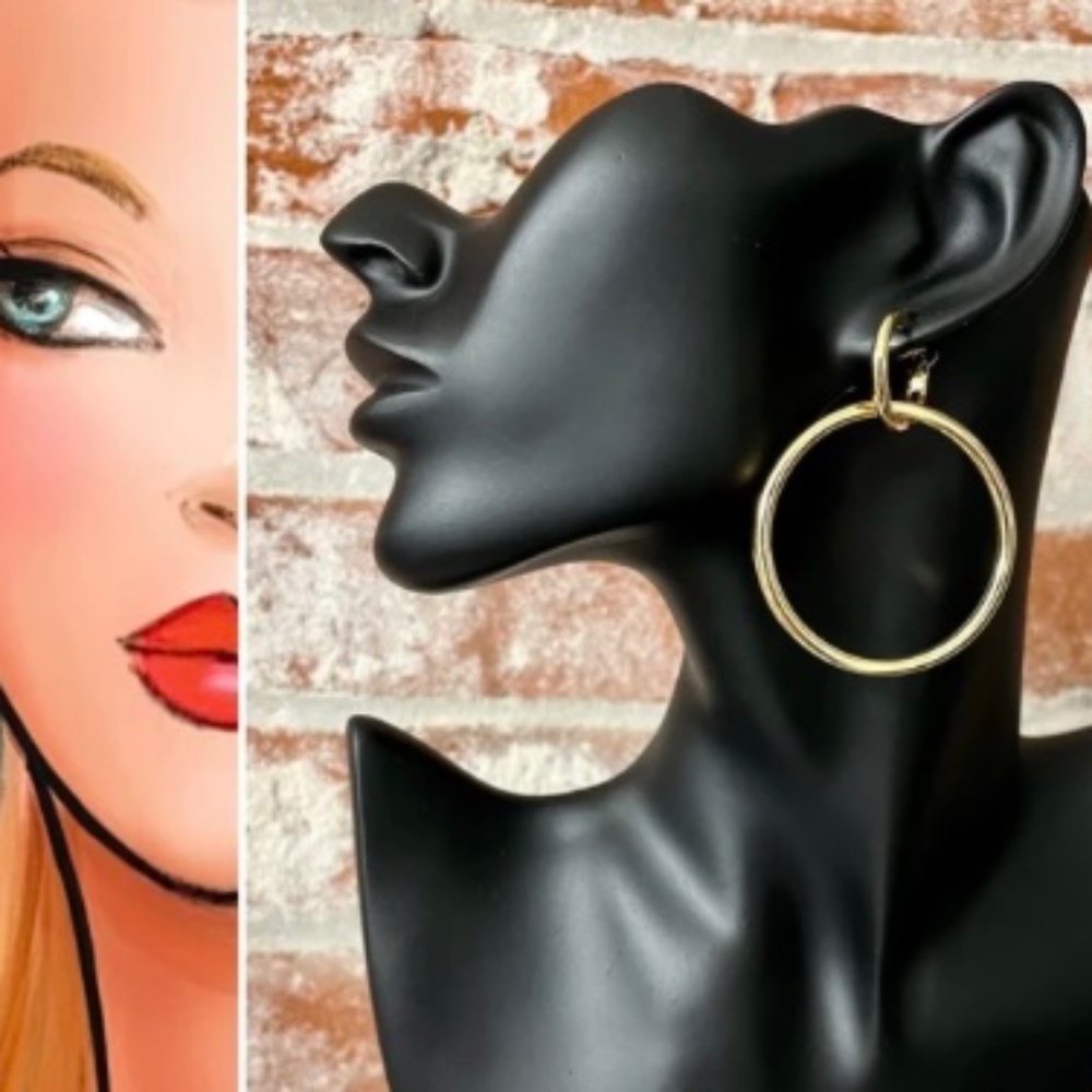 LE Barbiecore Goldtone Double Hoop Earrings